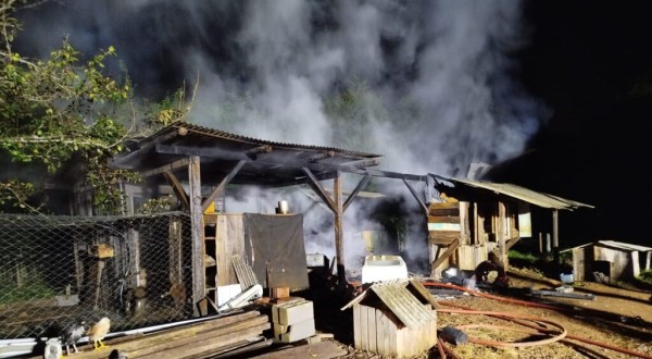 Incêndio destrói galpão e mobiliza bombeiros durante a madrugada