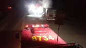 Incêndio em carreta bitrem na BR-280 mobiliza equipe do Corpo de Bombeiros