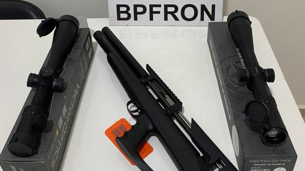 BPFRON apreende espingarda de pressão e lunetas