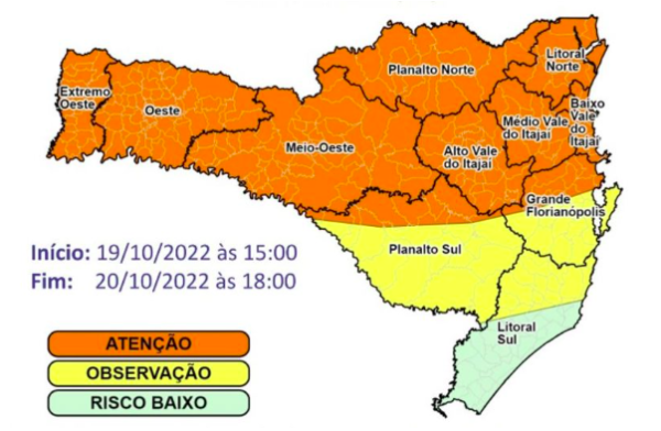 SC tem alerta para temporais a partir desta quarta; veja por região