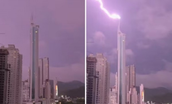 Maior residencial do Brasil é atingido por raio em meio a tempestade, em SC