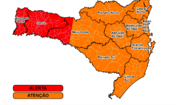 Cidades de SC podem ter rajadas de vento de 110km/h, alerta Defesa Civil