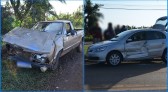 Colisão envolvendo dois automóveis é registrado no trevo de saída para Idamar