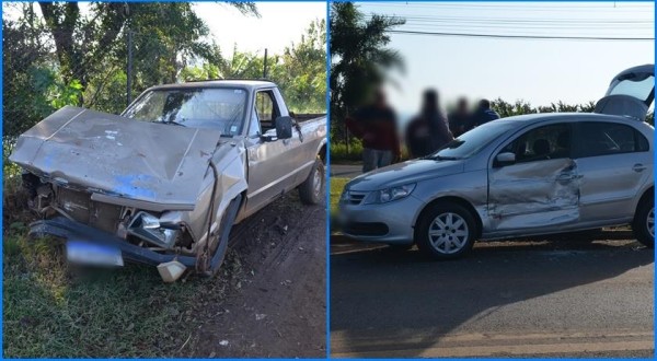 Colisão envolvendo dois automóveis é registrado no trevo de saída para Idamar