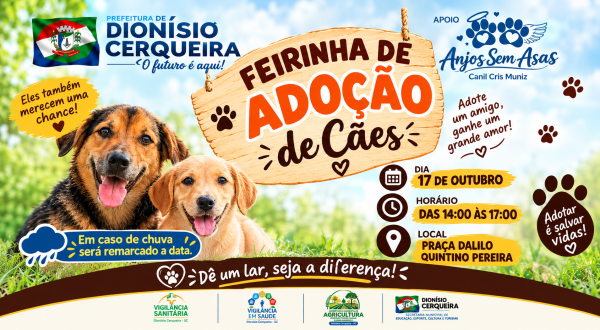 Feirinha de adoção de cães do Anjos Sem Asas, do canil Cris Muniz, será realizada no dia 17 de outubro