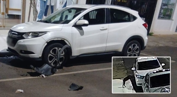 Cachorro é flagrado danificando veículo durante a madrugada