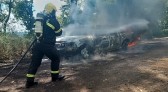 Caminhonete pega fogo no Oeste de SC