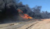 Carreta carregada com combustível incendeia na BR-101 em SC