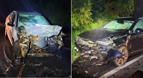 Condutor é socorrido inconsciente após batida entre carros na SC-157