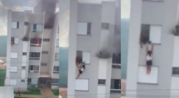 Neta de 11 anos causa incêndio e avós pulam de prédio para se salvar em MG