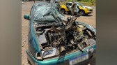 Rapaz fica ferido em acidente entre carro e caminhão na PR-158