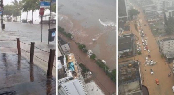 Alagamentos em Balneário Camboriú causam transtornos e água invade cartão-postal