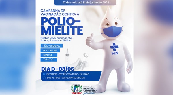 Campanha de vacinação contra poliomielite inicia nesta segunda (27)