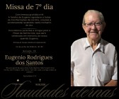 Missa de 7º dia em memória de Eugenio Rodrigues dos Santos será celebrada nesta quarta-feira