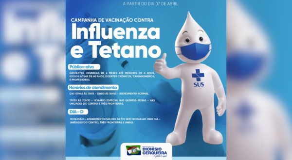 Vacinação contra gripe e tétano começa em abril com horários especiais