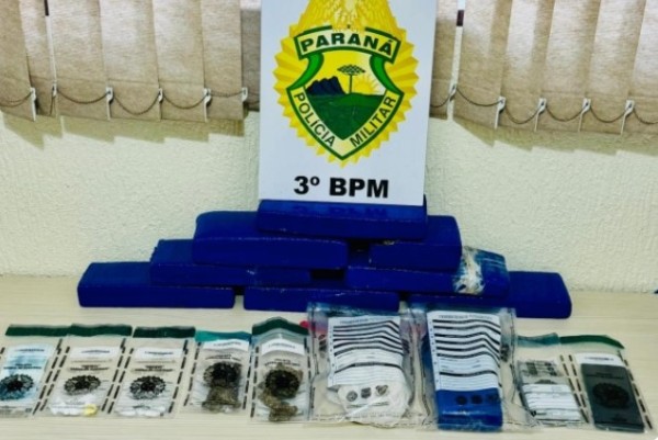 Polícia Militar apreende 10kg de maconha, cocaína, crack e prende traficante