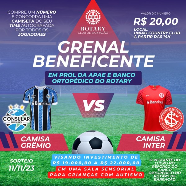 Rotary Club de Barracão realizará  "Grenal Beneficente"