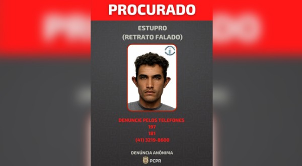 PCPR divulga retrato falado de suspeito de estupro e furto contra jovem