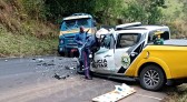 Grave acidente envolvendo viatura da polícia rodoviária e carro forte na rodovia PRC-487