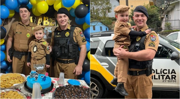 Polícia Militar participa da festa de aniversário do pequeno Luan no Bairro Cristo Rei