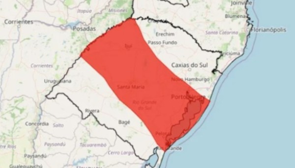 Inmet emite alerta vermelho de grande perigo para acumulado de chuva no RS