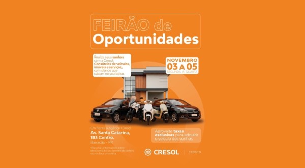 Feirão de Oportunidades da Cresol Fronteiras oferece condições especiais em consórcios