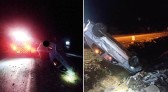 Homem fica ferido em saída de pista seguida de capotamento na BR 163