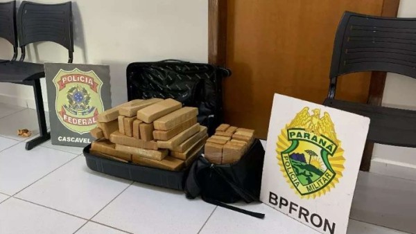 Mulher é detida com mala recheada de maconha é apreendida pelo BPFron