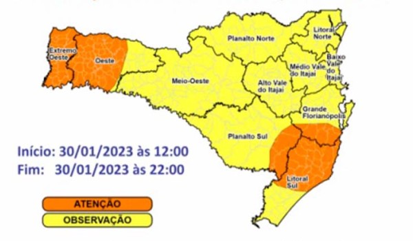 Temporais, raios e granizo devem mudar a paisagem de SC nesta segunda-feira; veja locais