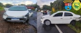Conversão na rodovia provoca acidente entre dois carros na PR-180