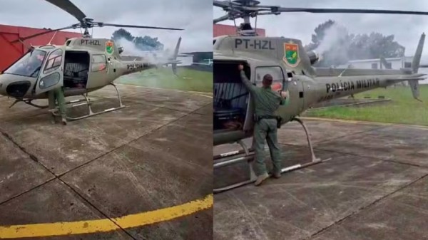 Helicóptero da PM faz pouso imediato em Lages após pane