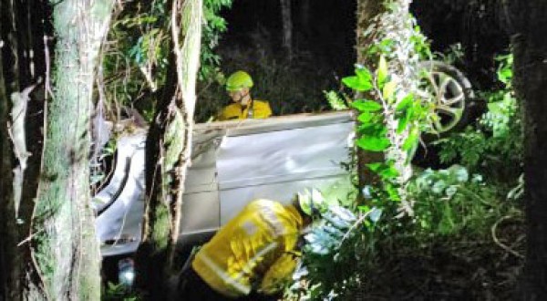 Capotamento durante a madrugada deixa três mulheres feridas na SC-283