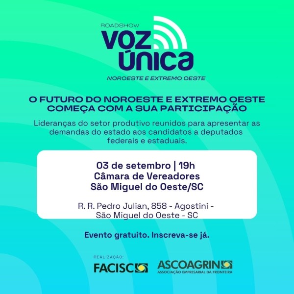 O Roadshow Voz Única chega às regionais Noroeste e Extremo Oeste