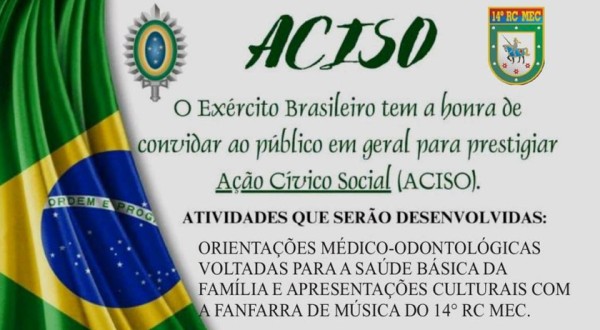 Participe da Ação Cívico Social (ACISO) promovida pelo Exército Brasileiro