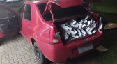 Veículo abandonado com cigarros do Paraguai é aprendido pela Polícia Militar no Alto Florido em Santo Antônio do Sudoeste