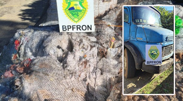 BPFRON apreende caminhão carregado com recicláveis irregulares vindos da Argentina