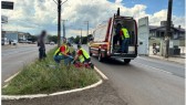 Pneu de moto estoura e provoca acidente na avenida Willy Barth