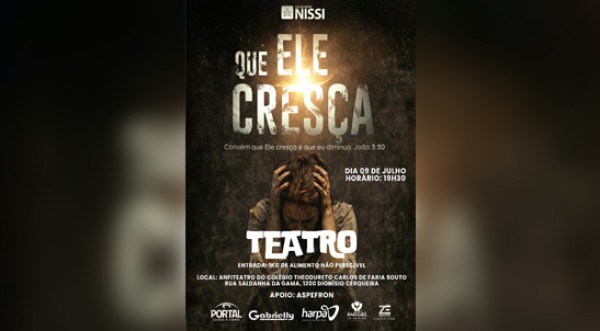 Espetáculo "Que Ele Cresça" será apresentado com entrada solidária