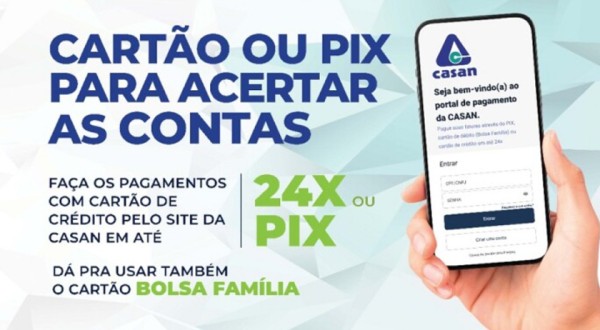 CASAN lança pagamento de faturas online com Cartão de Crédito e Pix