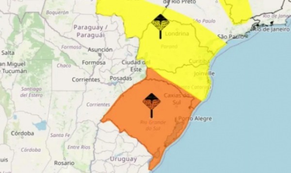 SC entra em alerta laranja de perigo para tempestades com ventos, chuva intensa e granizo