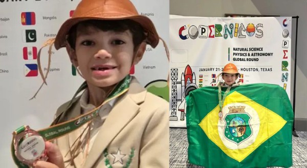 Brasileiro de 8 anos conquista medalha em olimpíada internacional de ciência nos Estados Unidos