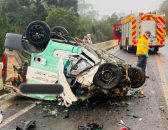 Batida frontal entre caminhão e utilitário deixa 2 mortos na BR-282