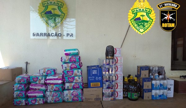 Inúmeros produtos descaminhados são apreendidos pela ROTAM