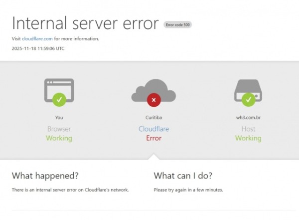 Instabilidade na Cloudflare derruba sites e aplicativos ao redor do mundo nesta terça-feira