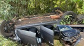 Colisão traseira seguida de capotamento é registrado  na BR-163