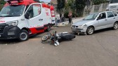 Colisão entre carro e motocicleta deixa mulher ferida na Av. Estudante Valci Libardoni