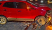 Motocicleta e veículo de passeio se envolvem em colisão em Nova Erechim