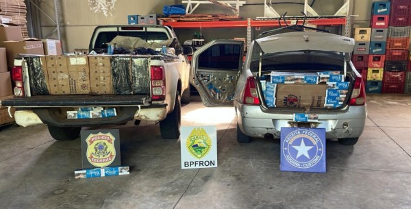 BPFRON apreende dois veículos carregados com cigarros contrabandeados