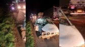Homem fica preso às ferragens na BR-282 após colisão