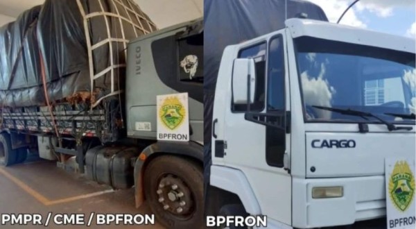BPFRON realiza apreensão de dois caminhões carregados de fumo